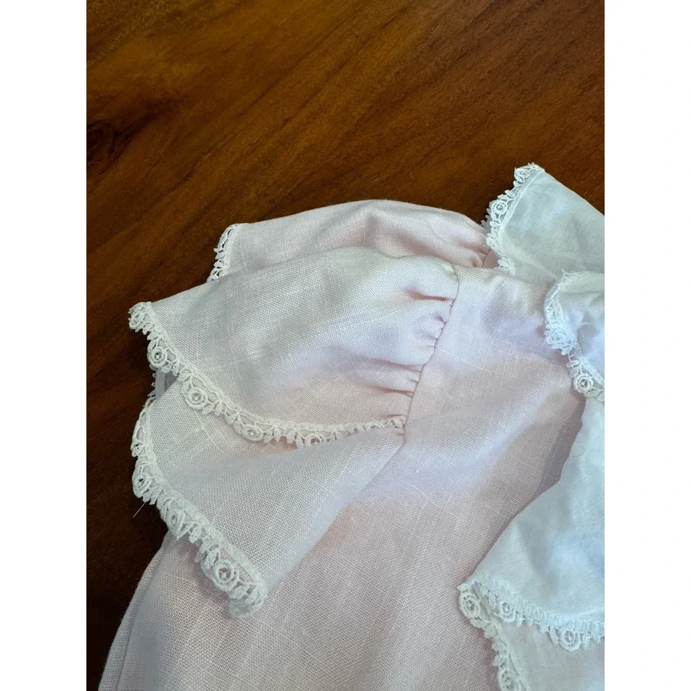 Vtg 80s Dress Girls Floral Easter‎ Prairie Bib Collar Victorian 7 Medium FLAW